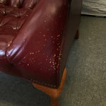 Vintage Regency Red Tufted Leather Armchair & Ottoman