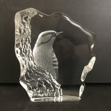 Signed Mats Jonasson Sweden Crystal Bird Paperweight