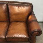 Retired Modern Mission Havertys' "Vintage Autumn" Leather Queen Sleeper Sofa