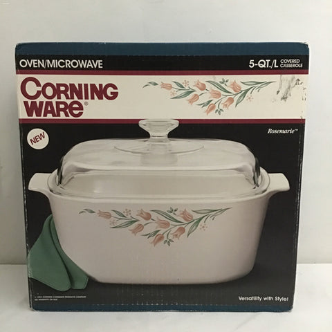 New In Box Oldstock! 1994 Corning Ware "Rosemarie" 5QT Covered Casserole