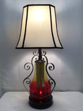 Vintage Red & Yellow Glass Table Lamp