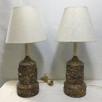 Pair of Vintage Gold Painted Ceramic Table Lamps