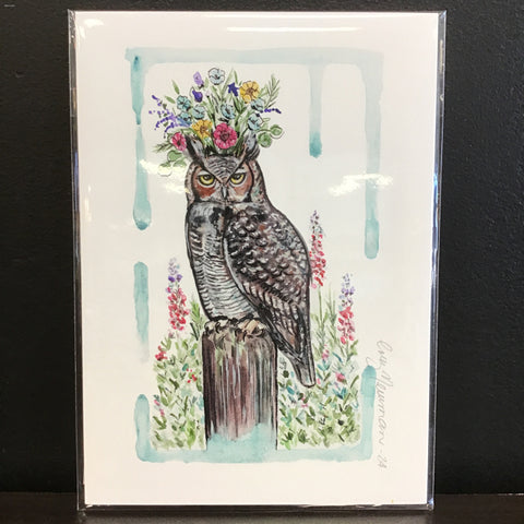 Cruz Illustrations "Great Horned Owl" 5x7 Signed Art Print
