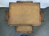 Vintage Boho Faux-Bamboo Drop-Shelf Accent Table