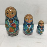 3pc Painted Wood Nesting Dolls Set