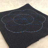 Twin Cat Blue & Silver Embroidered Sashiko Seed of Life Mat
