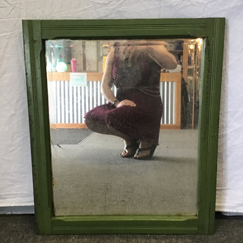 Vintage Green Painted Wood Mirror