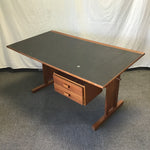 Vintage Solid Oak & Teak Veneer Tilt-Top Art Desk