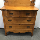 Vintage Craftsman Solid Maple 4-Drawer Dresser & Mirror