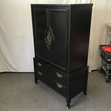 Vintage Chinoiserie Black Tropical Wood 6-Drawer 4-Cubby Chest of Drawers