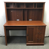 Modern Craftsman Faux-Cherry Laminate Computer Desk & Hutch Set