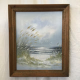 Signed Grassy Ocean Dunes Oil Painting
