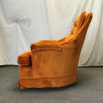 Vintage MCM Kroehler Orange Upholstered Swivel Rocking Chair