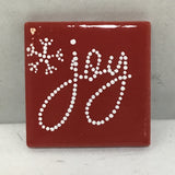 Susan Sitaraman Single Colored Tile Magnet w/ Hand Painted Holiday Design