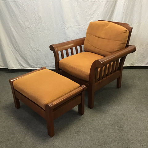 Vintage Mission Hickory Chair Solid Cherry Armchair & Ottoman