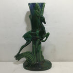 Vintage Art Deco Royal Haeger Green Ceramic Leaping Gazelle Vase