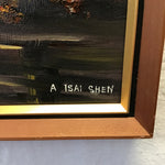 Framed Signed Original Autumn Forest River Landscape Oil Painting