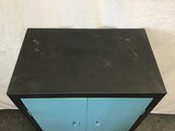 Black & Blue Painted Vintage 3-Tier Metal Cabinet