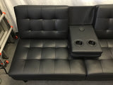 Modern Dorel Home Black Vinyl "Burrell" Click-Clack Futon