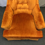 Vintage MCM Kroehler Orange Upholstered Swivel Rocking Chair