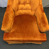 Vintage MCM Kroehler Orange Upholstered Swivel Rocking Chair