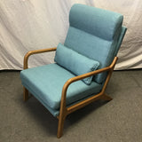 Contemporary MCM Ktaxon Blue Upholstered Armchair