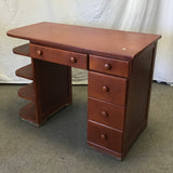 Modern Oak Veneer & Solid Cherry 5-Drawer Kneehole Desk