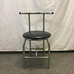 Vintage Atomic Black Vinyl & Chrome Metal Accent Chair