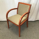 Modern Danish Modern Solid Cherry & Green Upholstered Armchair