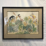 Framed & Signed 1985 Original "Desert Jungle" Pencil Drawing