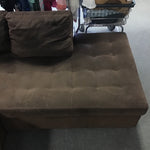 3pc Modern American "Astoria" Leather Brown Suede Sectional & Ottoman