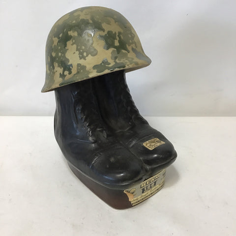 Vintage 1970's Jim Beam Ceramic Military Boots & Helmet Bottle
