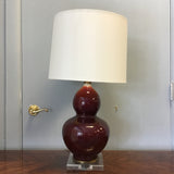 Vintage Red Ceramic Gourd Table Lamp