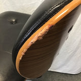 Modern Danish Modern Black Leather & Silver Metal Stool