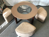 5pc Modern Glass-Top Coffee Table & Stool Set