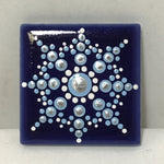 Susan Sitaraman Single Hand Painted Snowflake Mandala On Blue Tile Magnet