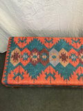 Modern Blue & Orange Upholstered Dining Bench