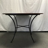 Modern Round Oak & Black Metal Dining Table