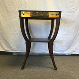 Vintage Walnut Veneer & Gold Glass 2-Tier Cocktail Table