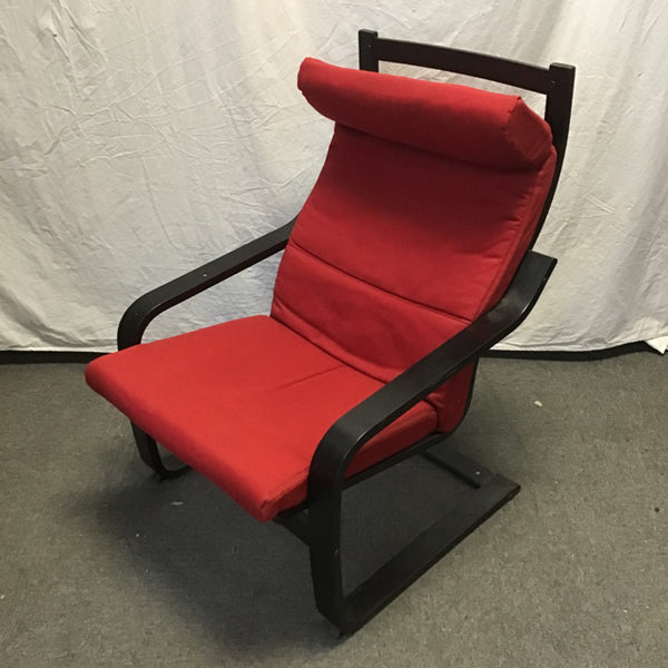 IKEA Black/Brown Birch & Red Upholstered POANG Armchair – Mimi's