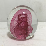Signed Robert Held Pink Ribbon Swirl Paperweight