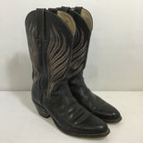 Frye Black "Lizard 2366" Mid-Calf Cowboy Boot