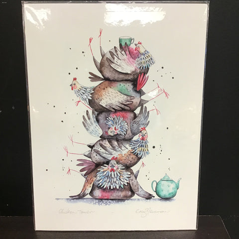 Cruz Illustrations "Chicken Tower" 9x12 Signed Art Print