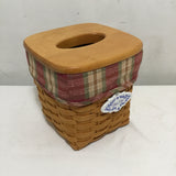 1997 Longaberger Woven Solid Maple Lidded Tissue Box Basket