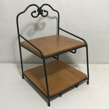 Vintage Longaberger Solid Maple & Grey Metal 2-Tier Shelf