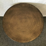 Modern Round Brown Metal Drum End Table