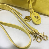 Emma Fox Yellow Leather & Bamboo Handbag