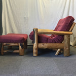 Vintage Primitive Solid Live Edge Cedar Futon Chair & Ottoman