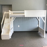Contemporary Bellemave White Loft Twin Bed w/ Stairs, Bedside Shelf, & Wardrobe