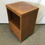 Vintage MC Maple Veneer 2-Tier 1-Drawer Night Stand